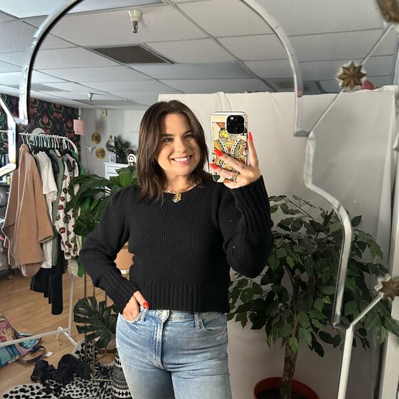 Anthropologie Maeve Crew Neck Pullover Sweater Black Size Small - Picture 2 of 5